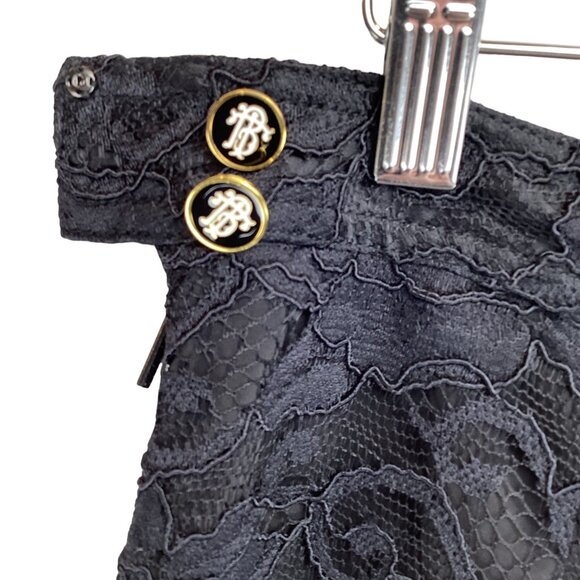 Tory Burch Black Lace A-Line Skirt Size 6 With Pleats & Double‎ Buttons - Picture 4 of 7